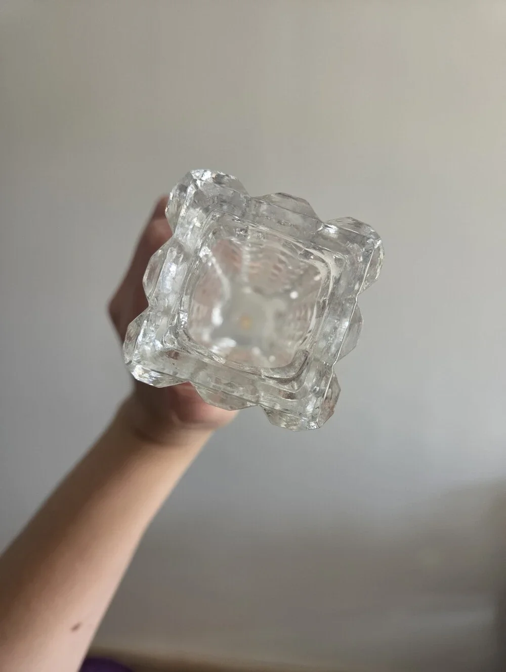 Vintage Hungarian Crystal Bud Vase 3D Checkered Pattern Heavy Clear Glass